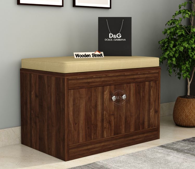 Anton Engineered Wood Shoe Rack with Seating (Columbian Walnut Finish)