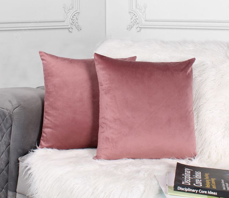 Cupid Velvet Cushion Cover - Pack of 1 (18 x 18 inch, Salmon Pink)