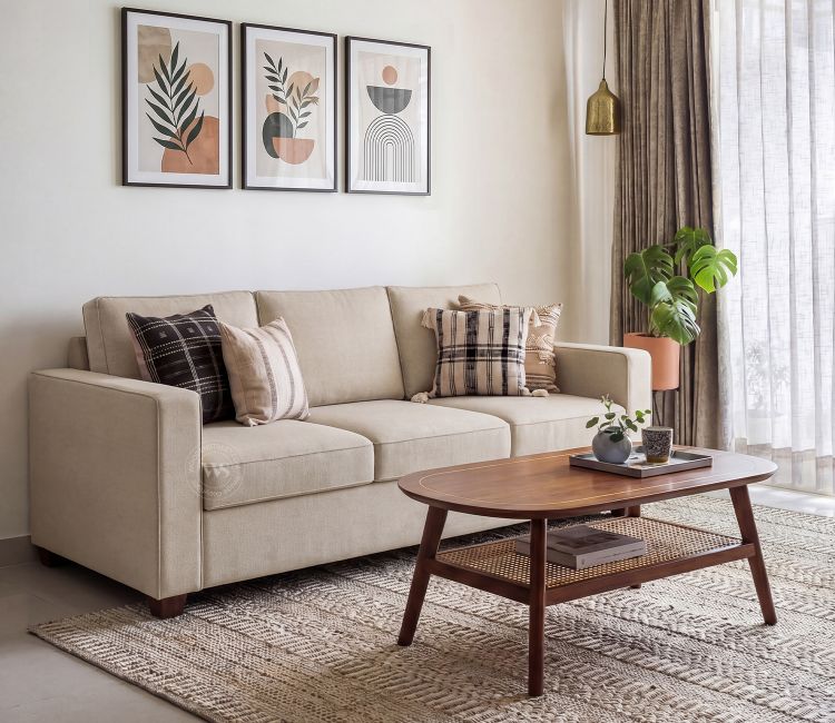 Albus 3 Seater Fabric Sofa (Cottage Ivory)