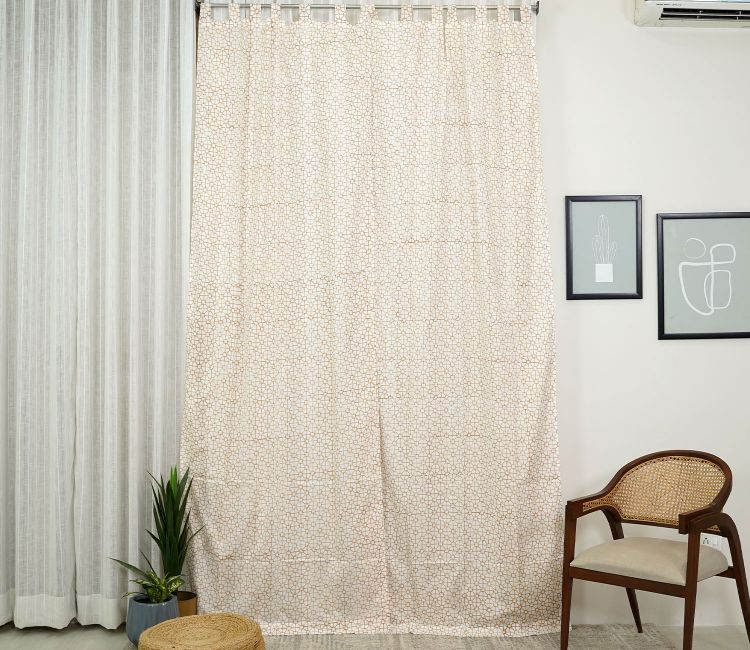Jaali 1 Piece Long Door Curtain (Brown, 9 Feet)