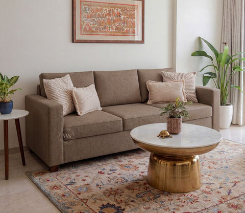 Albus 3 Seater Fabric Sofa (Sand Brown)