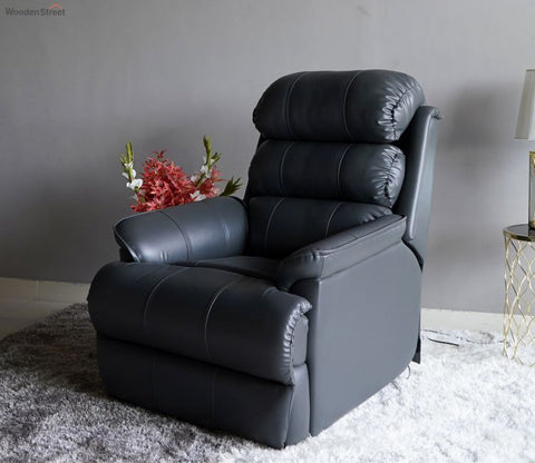Valencia Leatherette 1 Seater Manual Recliner Sofa (Limed Spruce Blue)