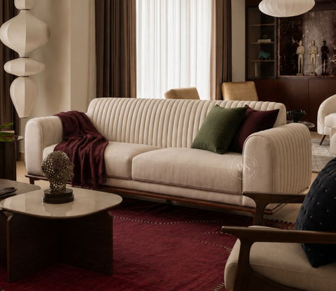 Lorenz 3 Seater Sofa (Cotton, Jade Ivory)