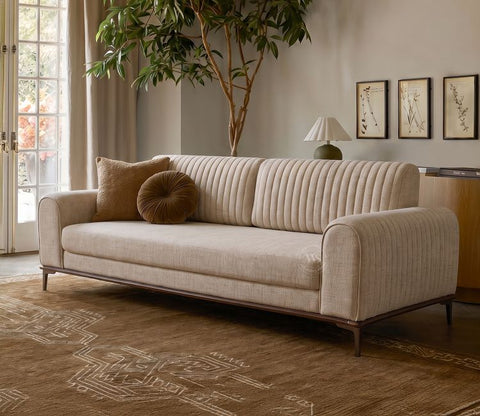 Lorenz 3 Seater Lounger Sofa With Tilt Adjust Headrest (Cotton, Jade Ivory)