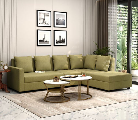 Sible 6 Seater Right Aligned Fabric L Shape Sofa (Cotton, Fresh Mint)
