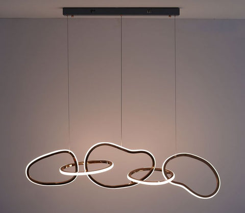 Radiant Metal 5 Rings LED Chandelier