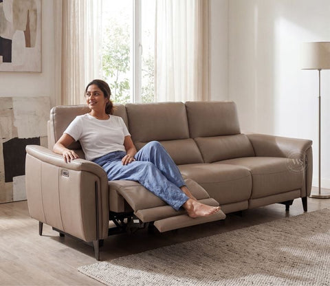 Dennis Luxe Electric Recliner 3 Seater Sofa (Urban Beige)