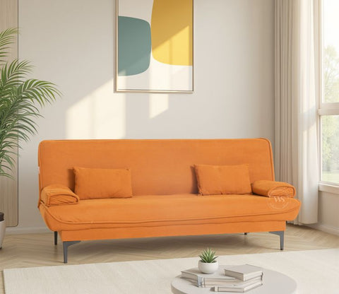 Domus Premium Fabric Sofa Cum Bed (Orange)