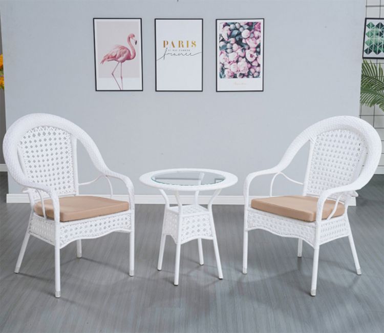 Rattan And Wicker 2 Seater Set With Table Set (White)