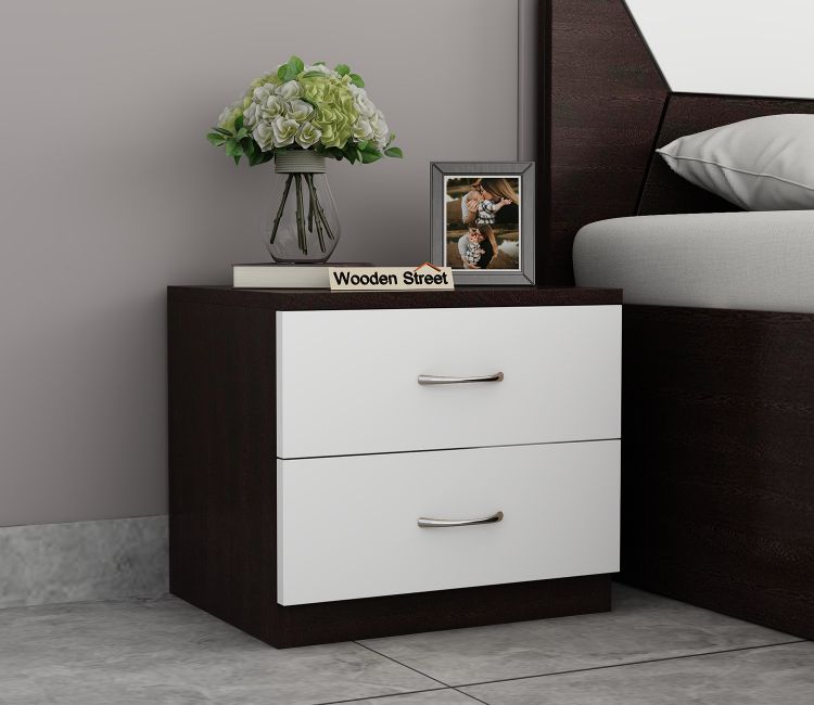 Carmen Bedside Table (Flowery Wenge-Frosty White Finish)