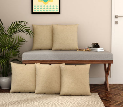 Cupid Velvet Cushion Covers - Pack of 5 (22 x 22 Inches, Pearl Beige)