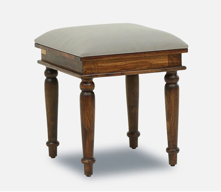 Denver Beige Fabric Wooden Stool