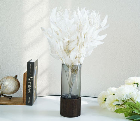 Wholesome Feathers Artificial Plant Plastic Iron Leaf- Set Of 3 (White)