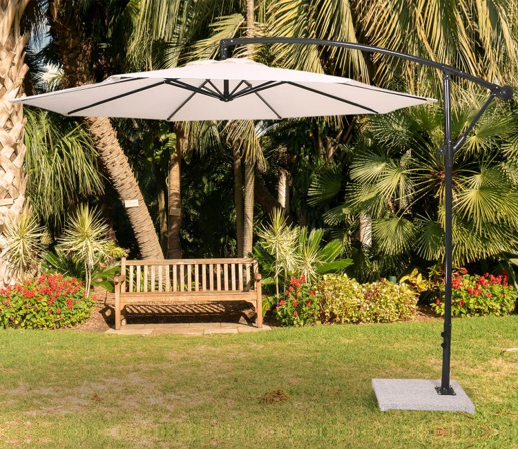 Waterproof Side Pole Garden Umbrella with Stand (White)
