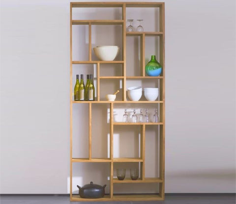 Handcrafted Assembled Wooden Brown Wooden Partition