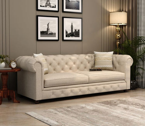 Henry 3 Seater Sofa (Cotton, Jade Ivory)