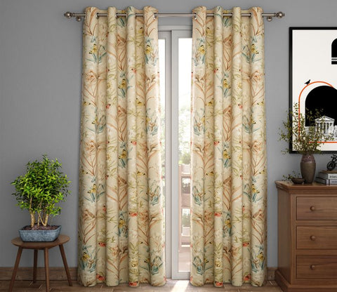 Butterfly 1 Piece Light-Filtering Curtain (Orange, 7 Feet)