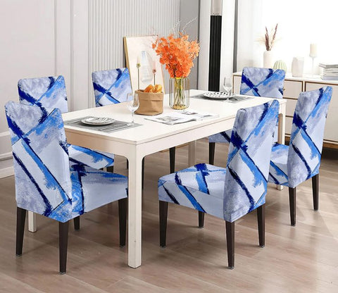 Strokin Printed Polyester Spandex Chair Cover - Set of 6 (Multi Color)
