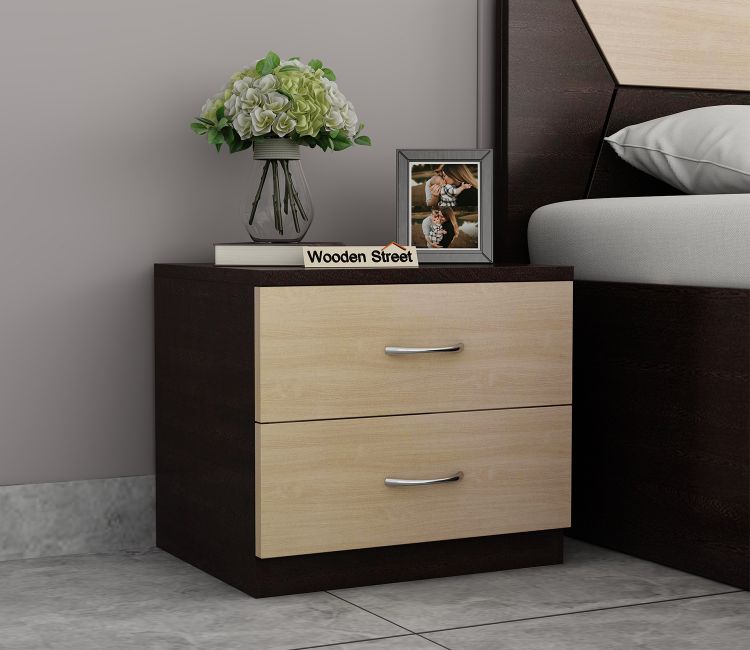 Carmen Bed Side Table (Flowery Wenge - Ice Beech Finish)