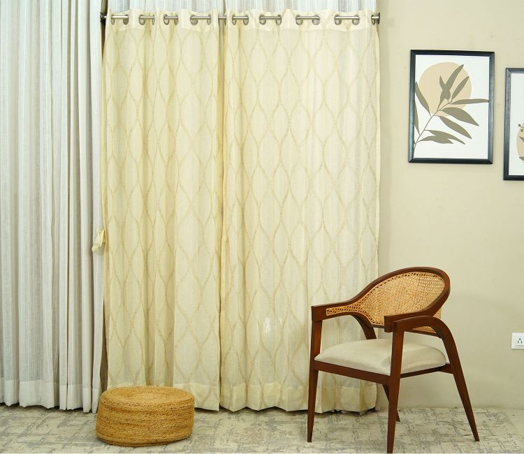 Twisted Door 1 Piece Sheer Curtain (Beige, 7 Feet)