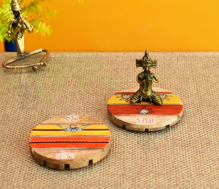 Round Bhog Chowki (Set Of 2)