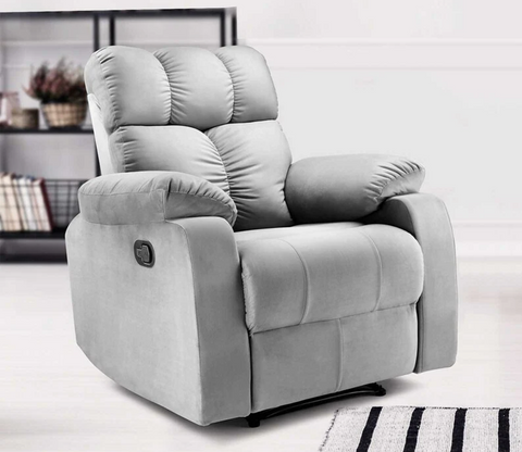Valios Fabric 1 Seater Manual Recliner Chair (Grey)