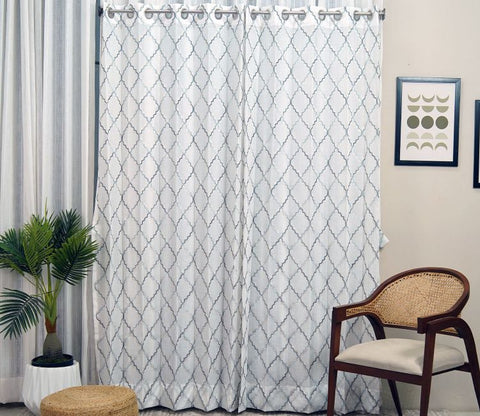 Cobalt Chain 1 Piece Sheer Curtain (Blue, 7 Feet)