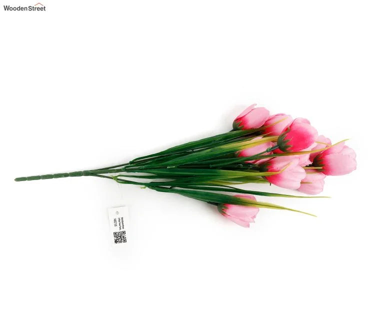 Blissful Bunch Of Roses Artificial Flower- Set Of 5 (Pink)
