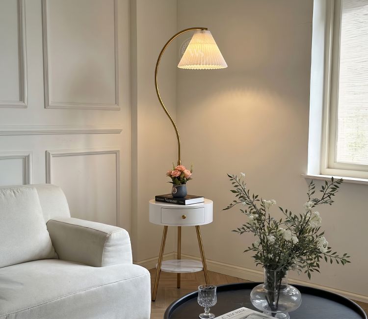 Kingsley Shelf Golden Floor Lamp