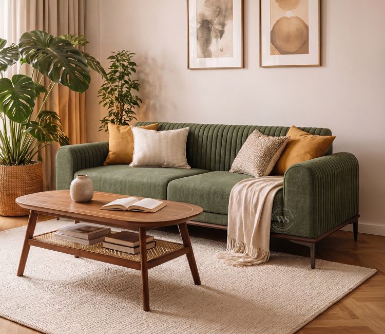 Lorenz 3 Seater Sofa (Cotton, Sage Green)