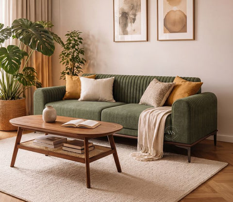 Lorenz 3 Seater Sofa (Cotton, Sage Green)