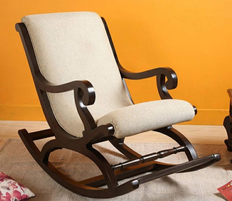 Liam Hand Carved Wooden Rocking Chair (Natural Brown)