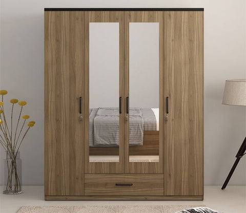 Kosmo Hover 4 Door Engineered Wood Wardrobe With Mirror