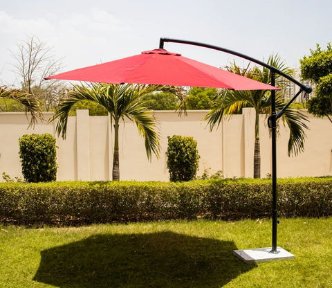 Waterproof Side Pole Garden Umbrella with Stand (Red)