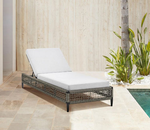 Black Rope Patio Lounger With Off White Cushions
