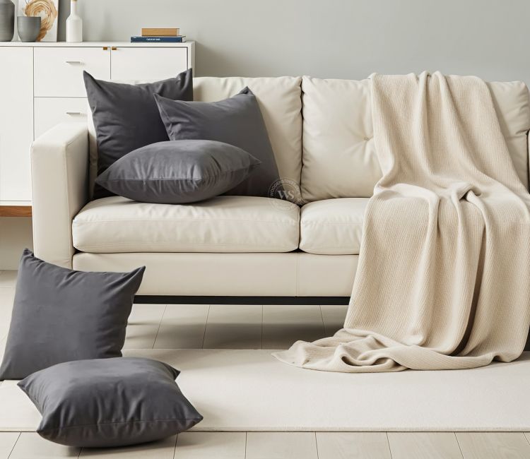 Cupid Velvet Cushion Covers - Pack of 5 (18 x 18 Inch, Graphite Grey)