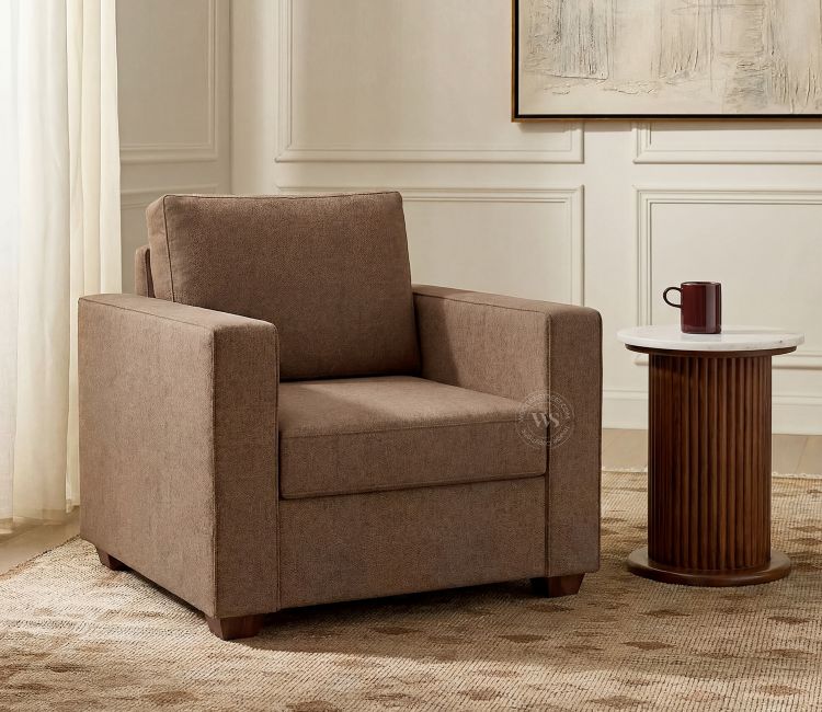 Albus One Seater Fabric Sofa (Sand Brown)