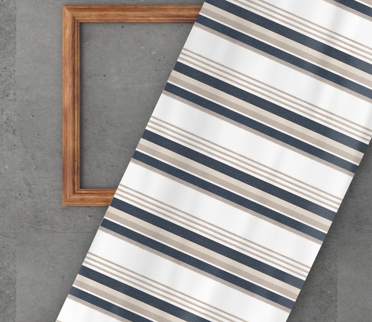 Blue Stripe Printed Cotton Fabric