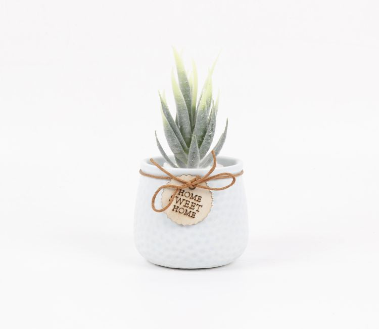 Bloomify Ceramic Pot With Artificial Flowers (Light Blue)