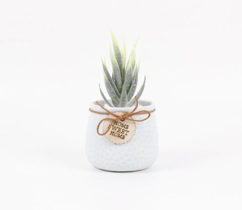 Bloomify Ceramic Pot With Artificial Flowers (Light Blue)