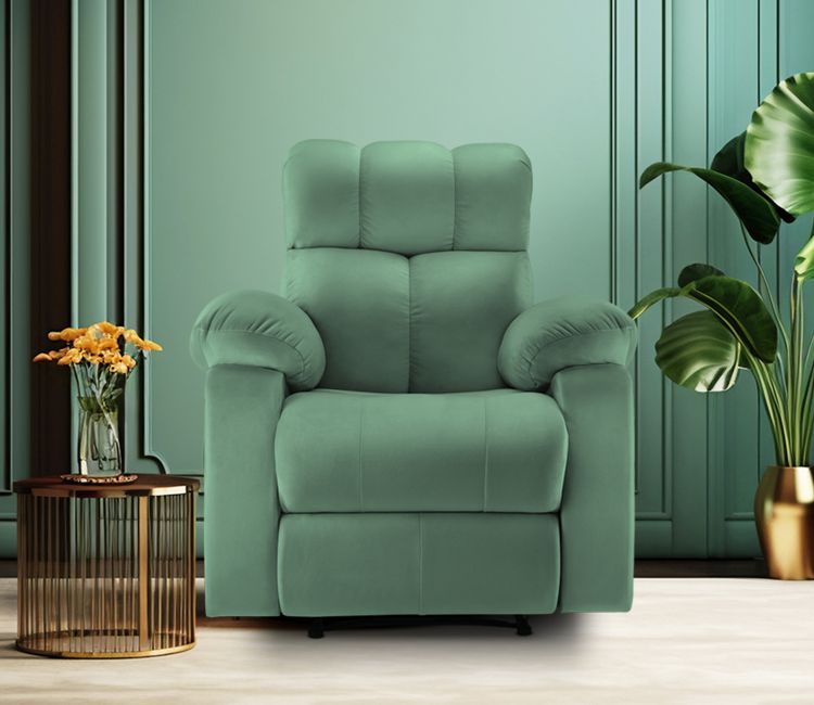 Valios 1 Seater Manual Fabric Recliner Chair (Green)