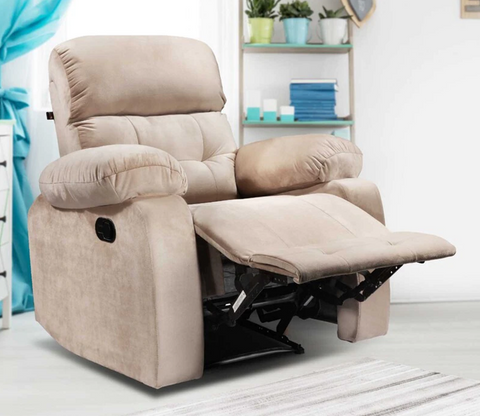 Vivian Fabric 1 Seater Manual Recliner Chair (Beige)