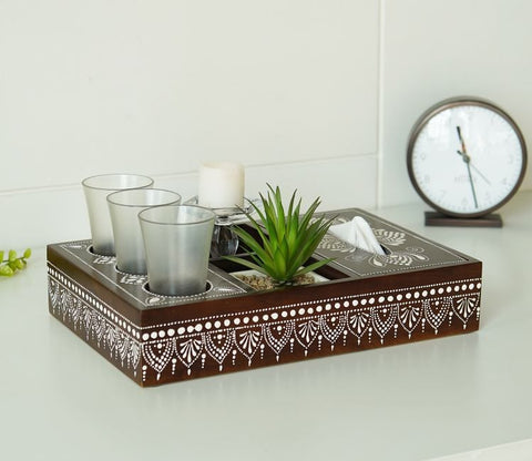 Medhini Hand Painted Solid Wood Multistorage Tray