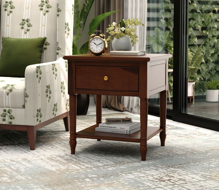 Emerson Sheesham Wood Side End Table (Teak Finish)