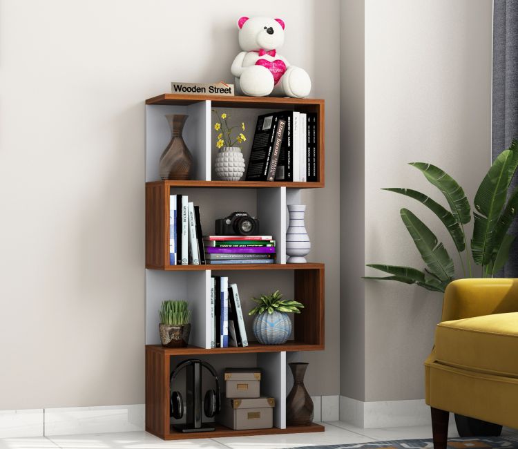 Sia Book Shelf (Exotic Teak-Frosty White Finish)