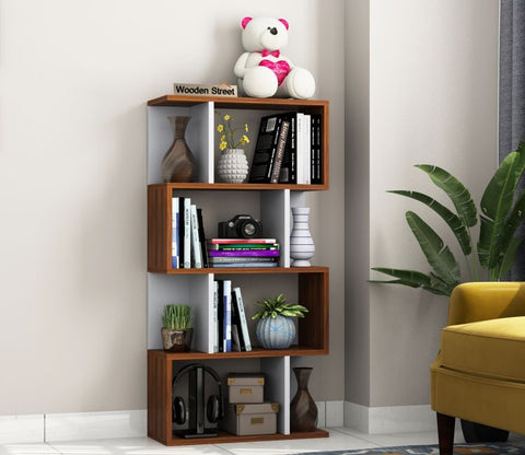 Sia Book Shelf (Exotic Teak-Frosty White Finish)