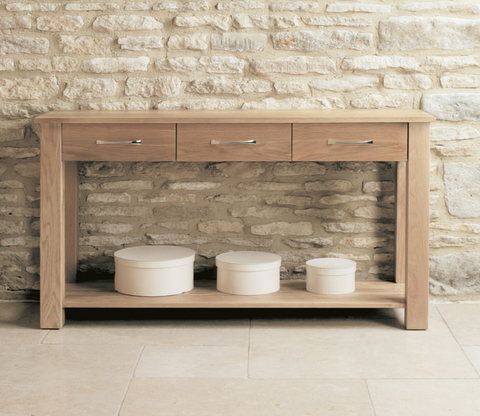 3 Drawer Teak Finish Wooden Console Table
