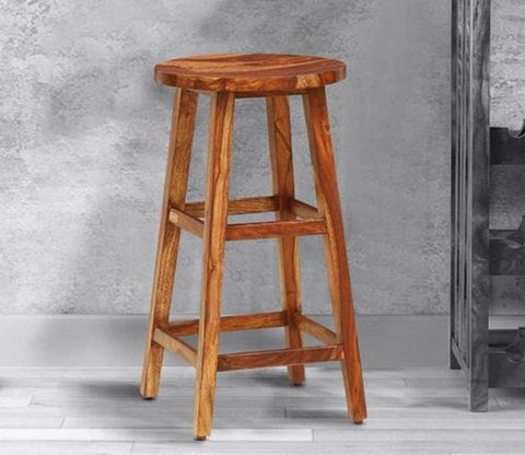 Isla Solid Wood Bar Stool in Rustic Teak Finish