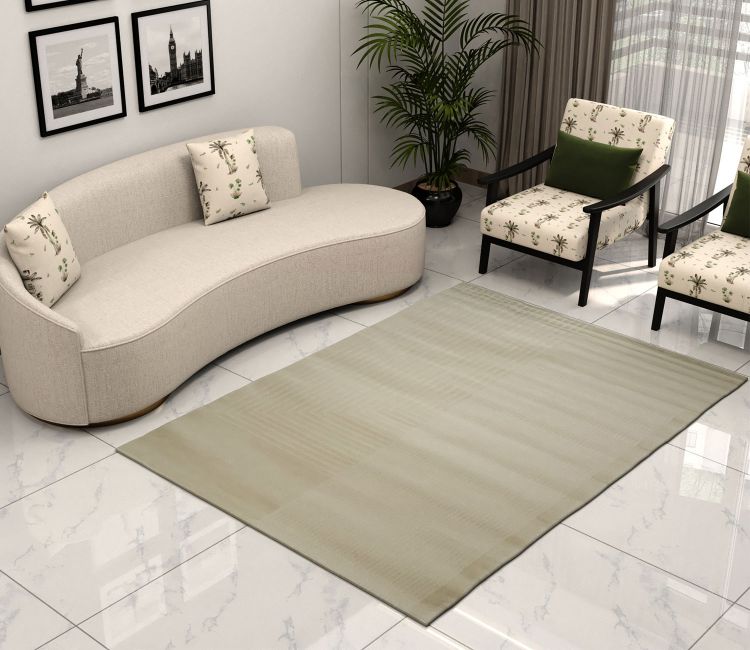 Cosmo Beige Plain Solid carpet (7.5 x 5 Feet)