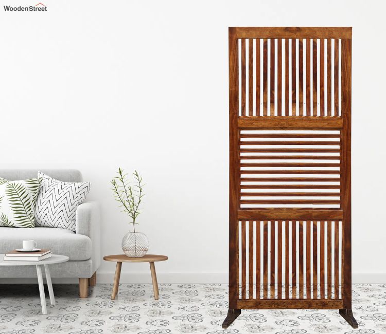 Dylan Floral Hand Carved Wooden Room Divider Single Panel With Stand